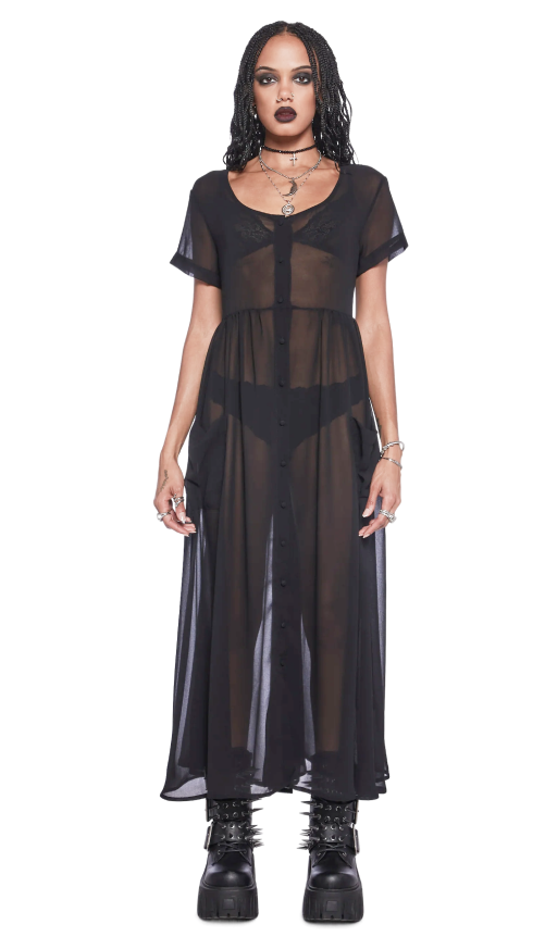 Supernatural rituals sheer maxi dress
