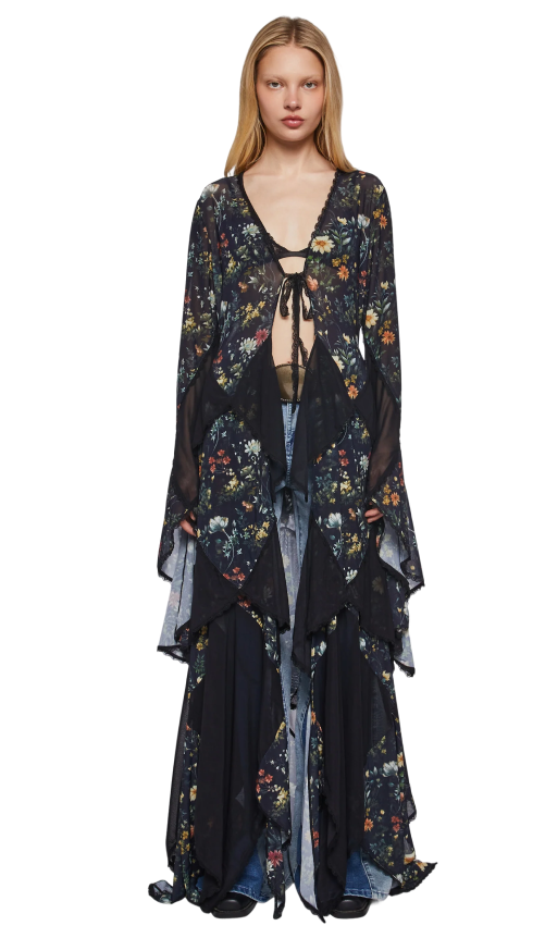 Bohemian woman floral duster